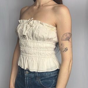 Elegant Cream Strapless Top